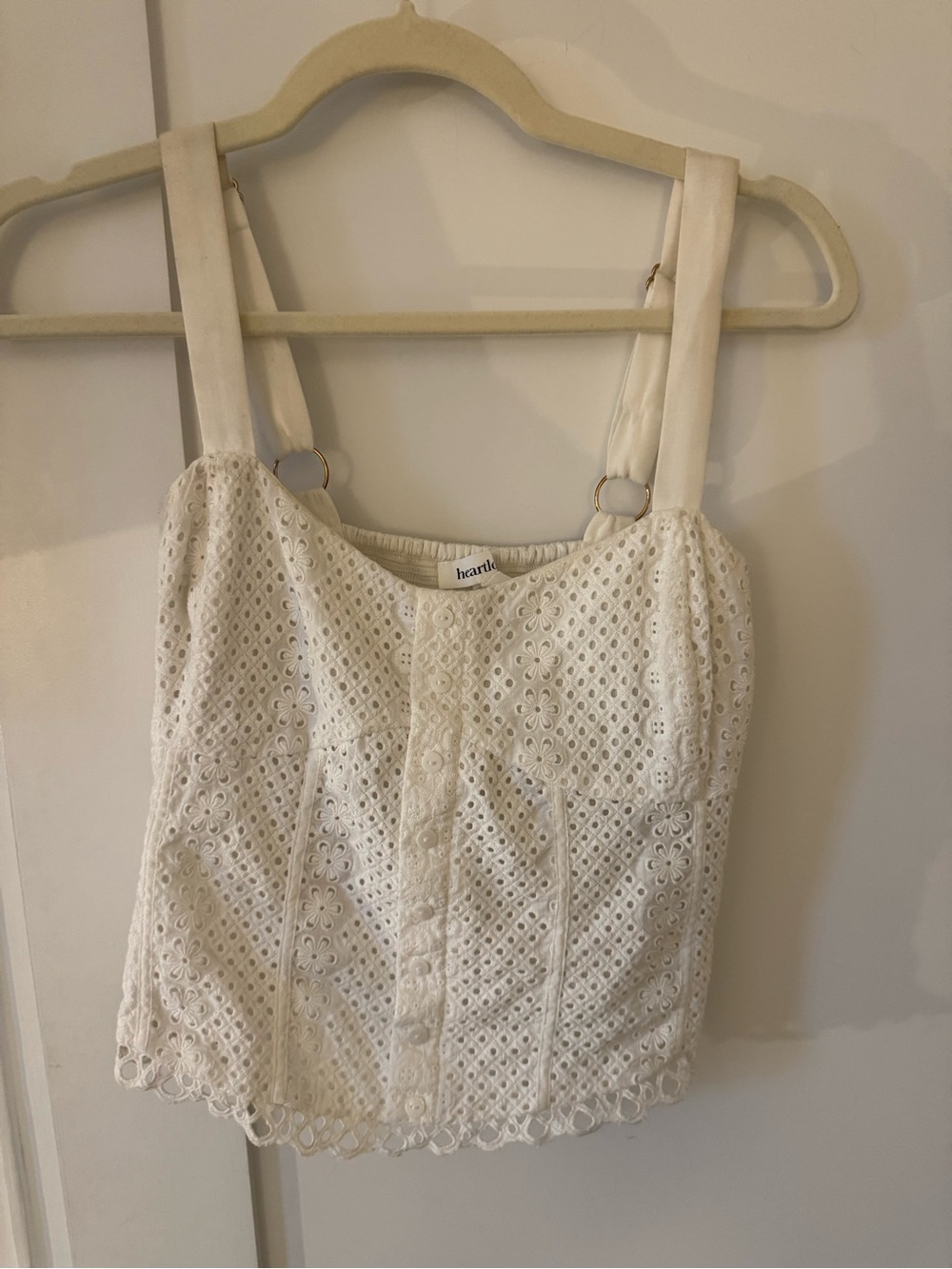 Heartloom Cream Eyelet Corset-Style Tank with Ring Straps